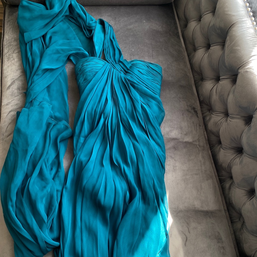 MARCHESA NOTTE Embellished Long Gown Emerald